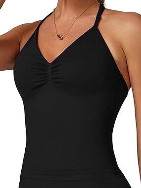 Black halter neck workout top